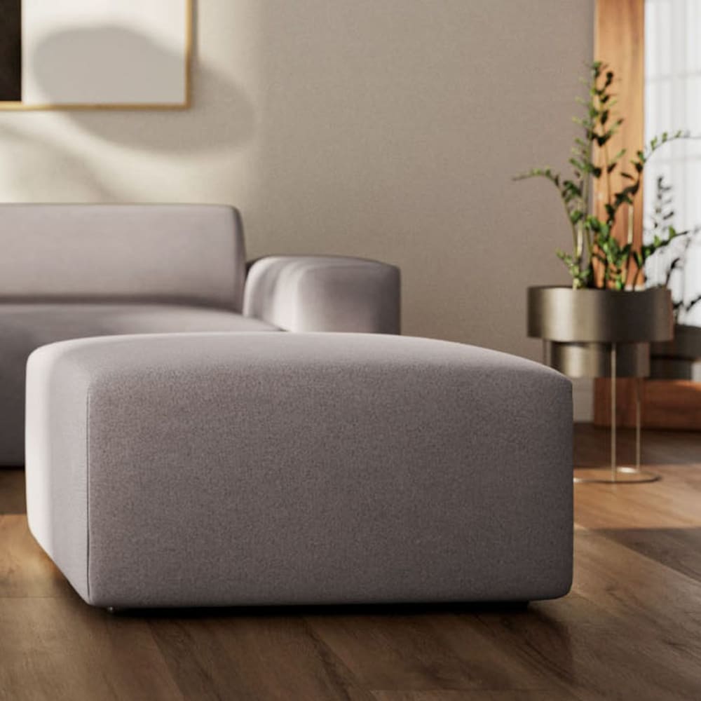 Pouf en polyester gris cendré