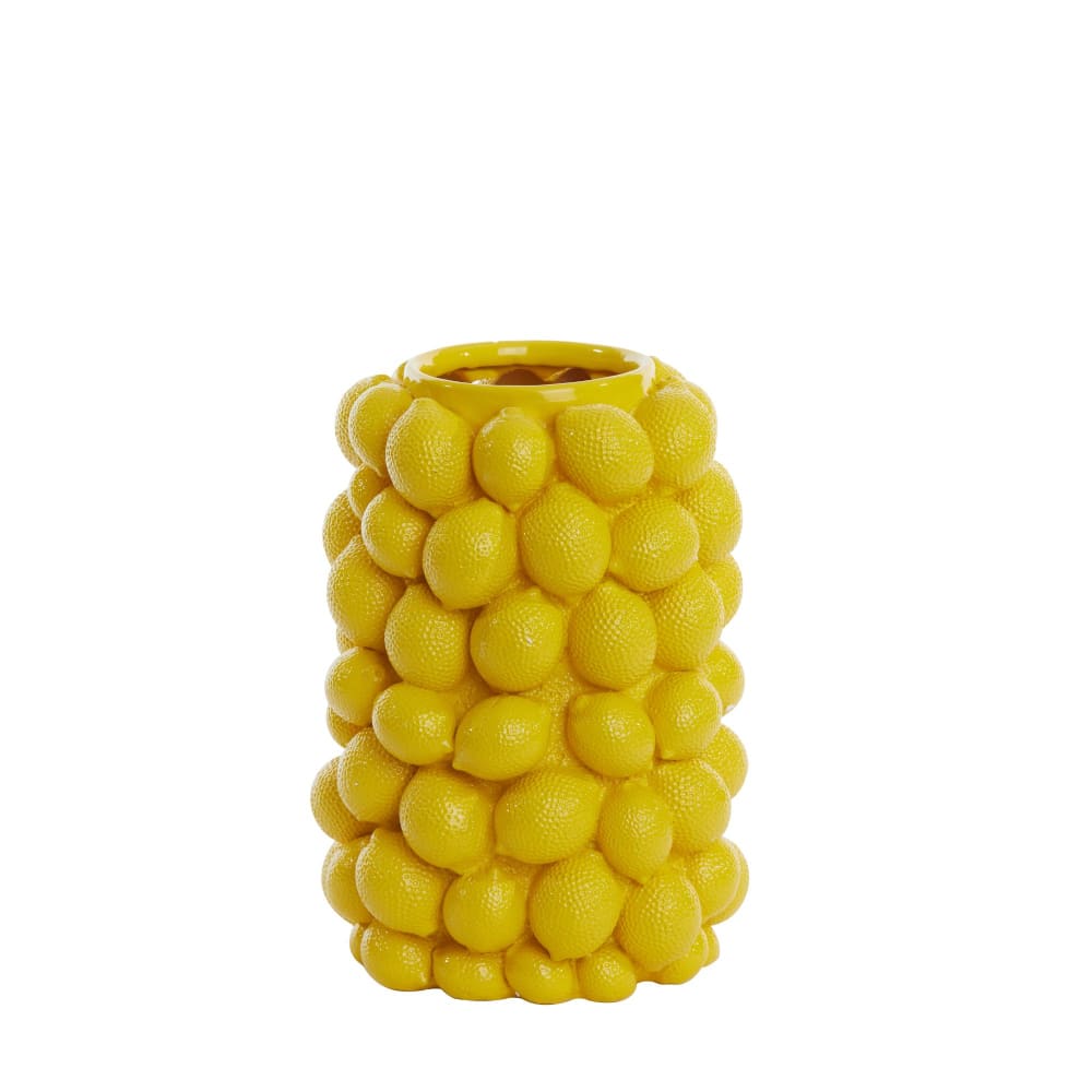 Vase matière synthétique jaune 23.5x23.5x33cm