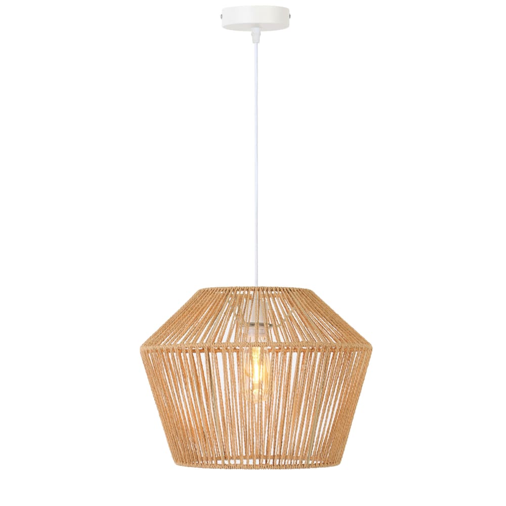 Light & Living Hängeleuchte aus Stoff, braun/weiße, Ø40 cm style landhaus - Seil