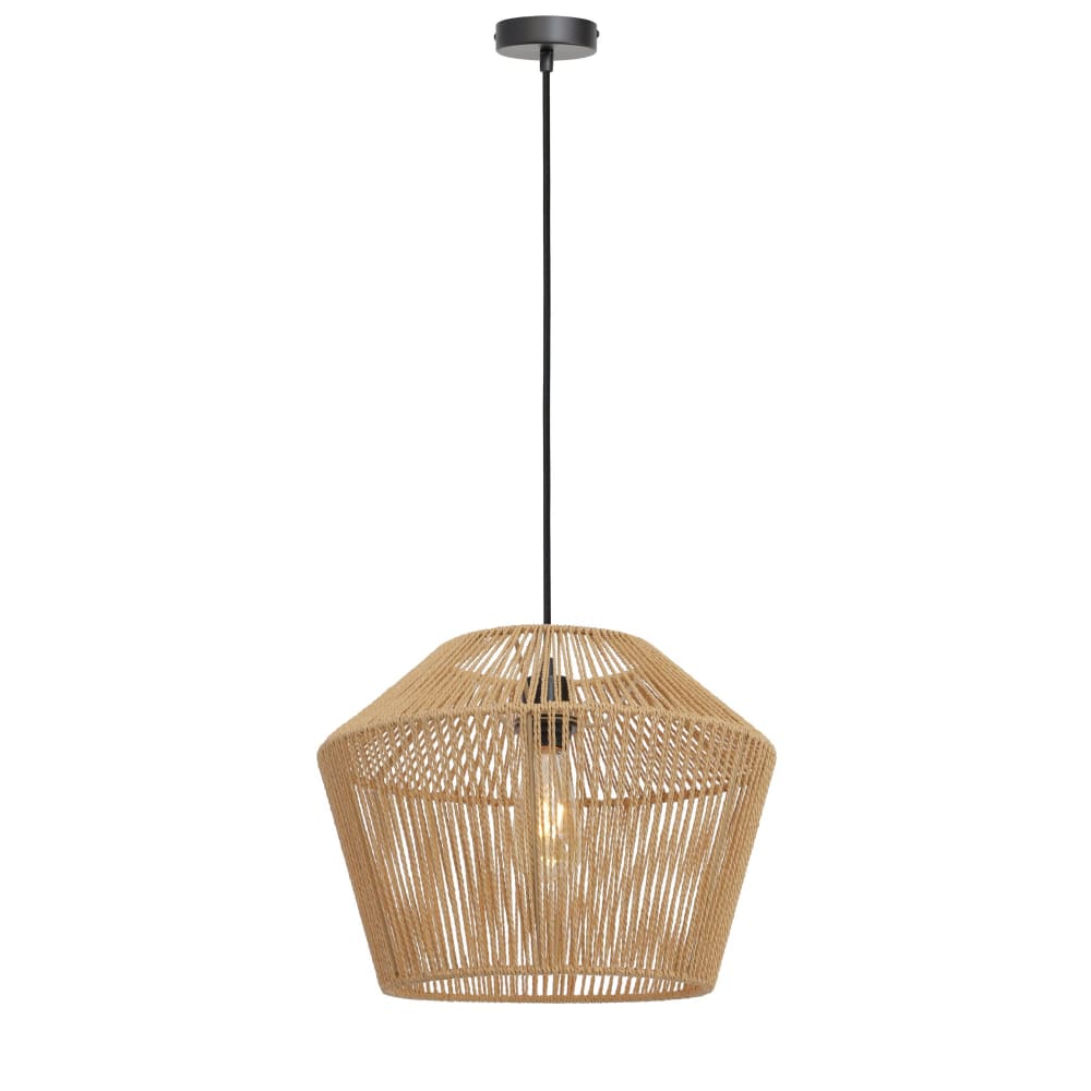 Light & Living Hängeleuchte aus Stoff, braun/schwarz, Ø40 cm style landhaus - Seil