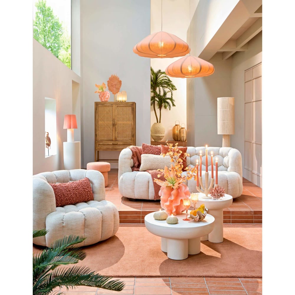 Lampe de Table textile rose tendre Ø25cm