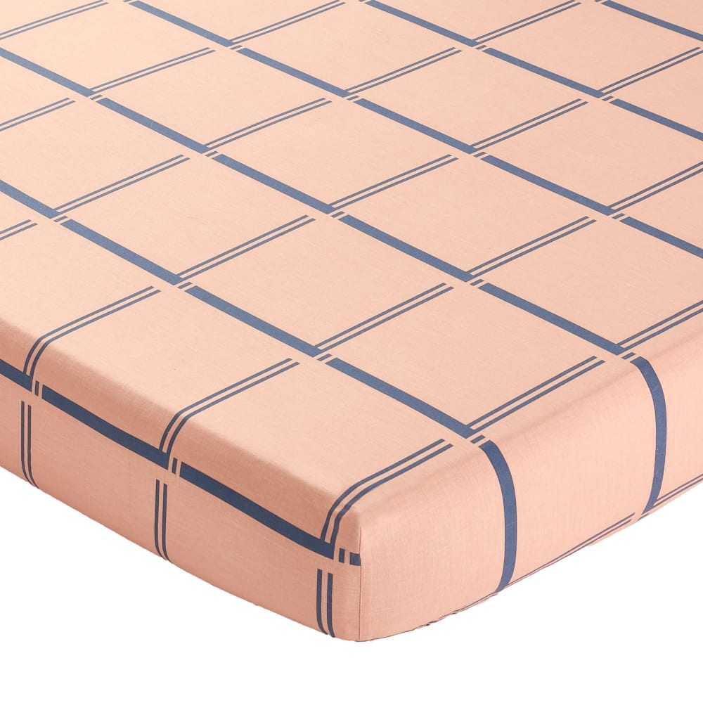 Drap-housse en coton rose 160x200x28cm