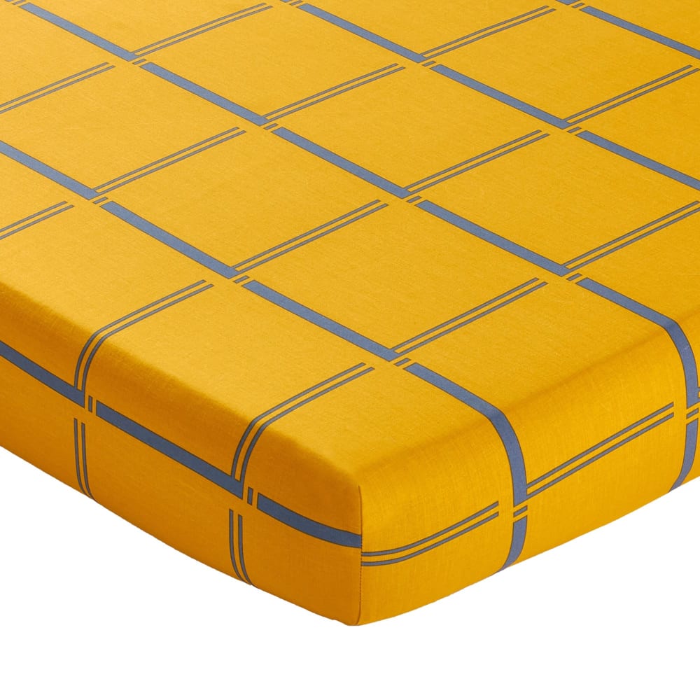 Drap-housse en coton jaune 140x190x28cm