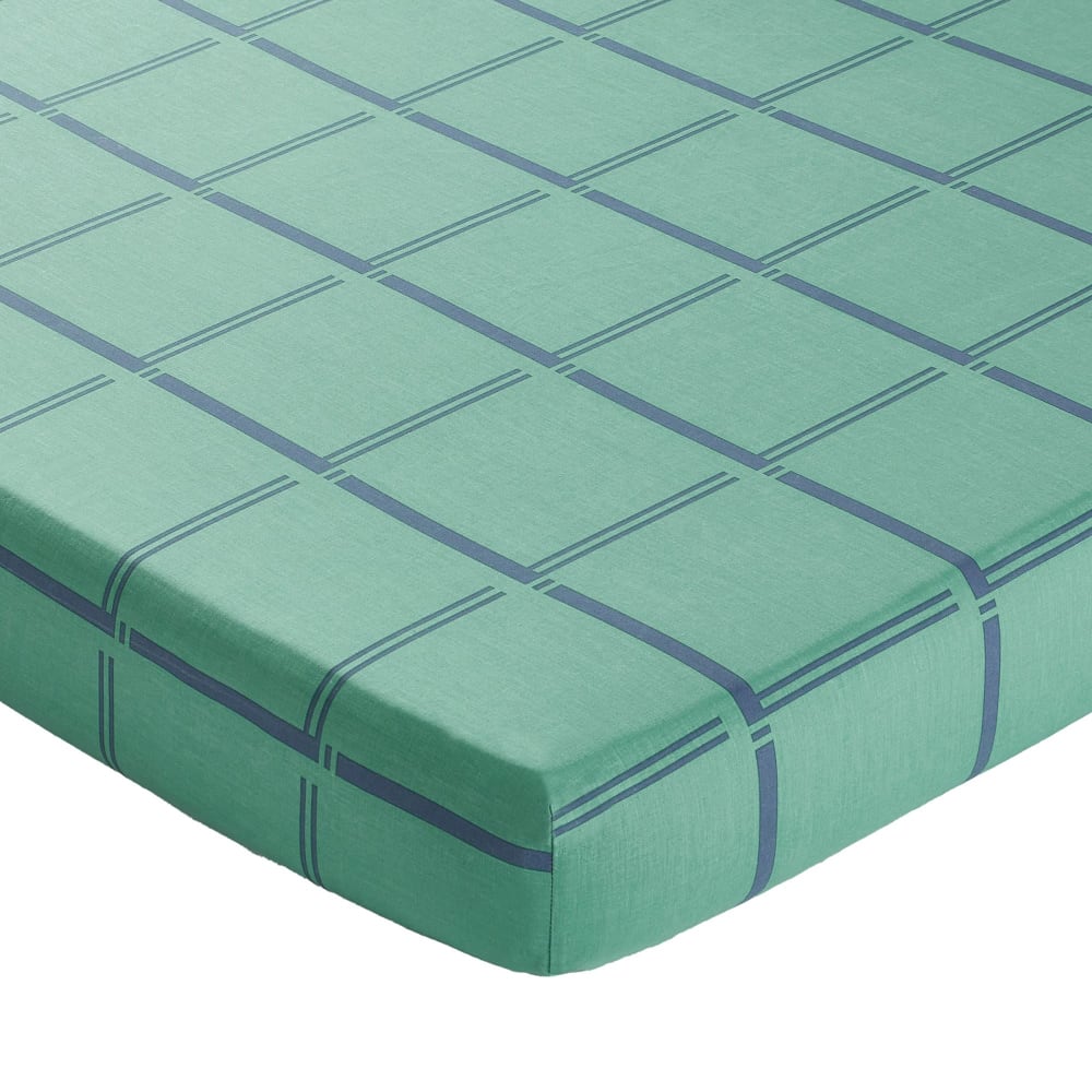 Drap-housse en coton vert 140x190x28cm