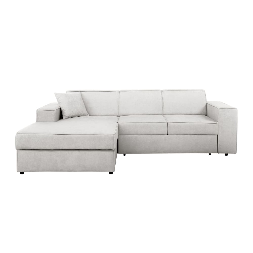 Canapé-lit d'angle avec fonction couchage beige gauche