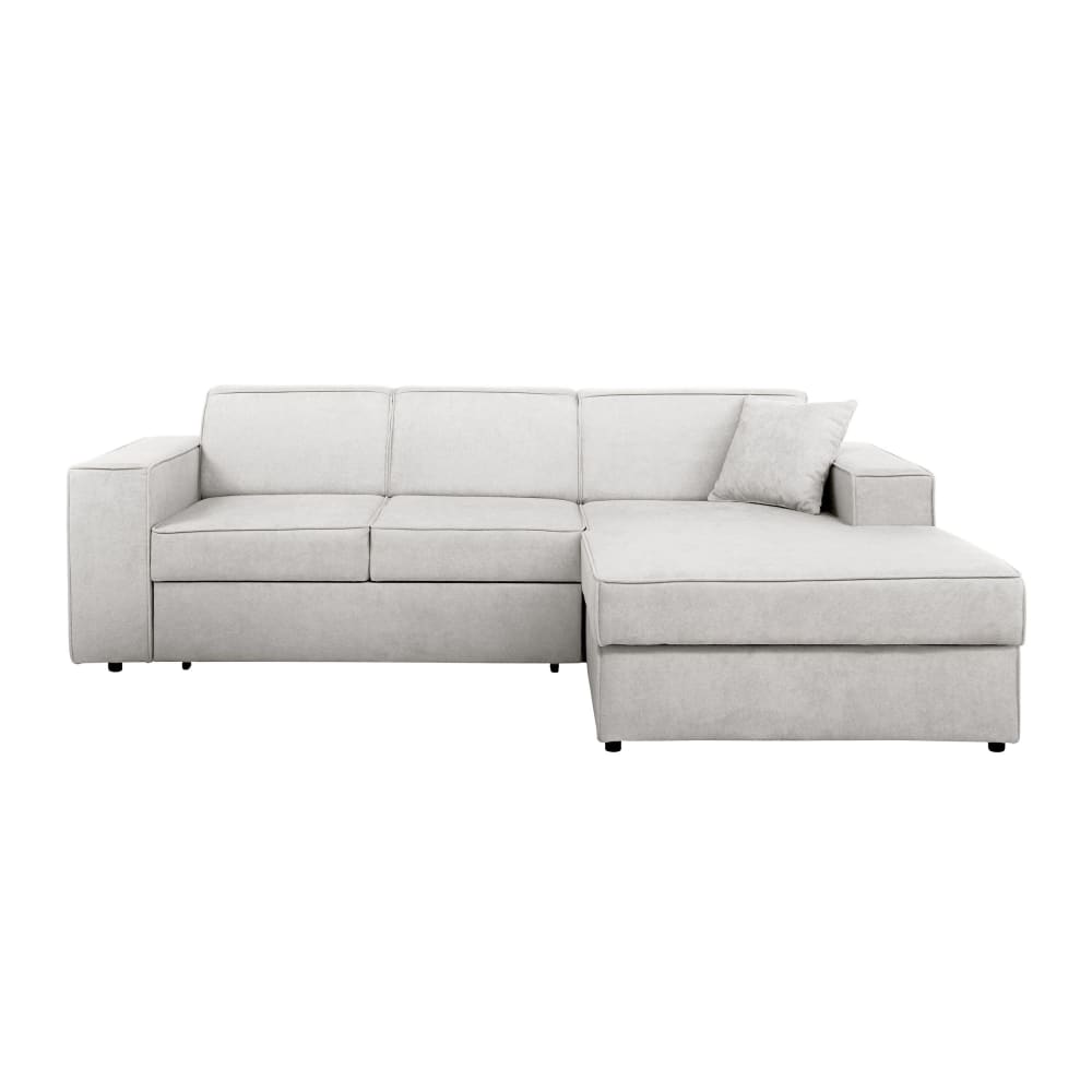 Canapé-lit d'angle avec fonction couchage beige à droite