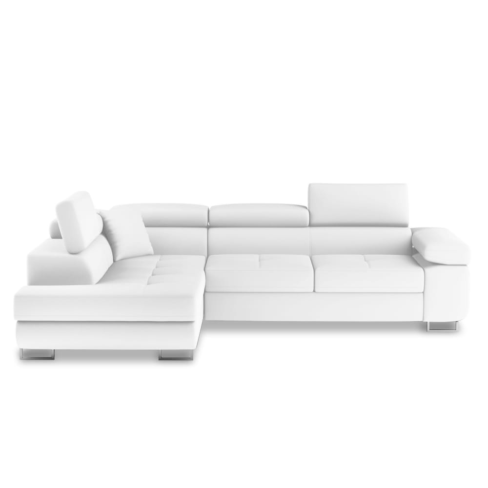 Canapé d'angle gauche convertible 6 places blanc