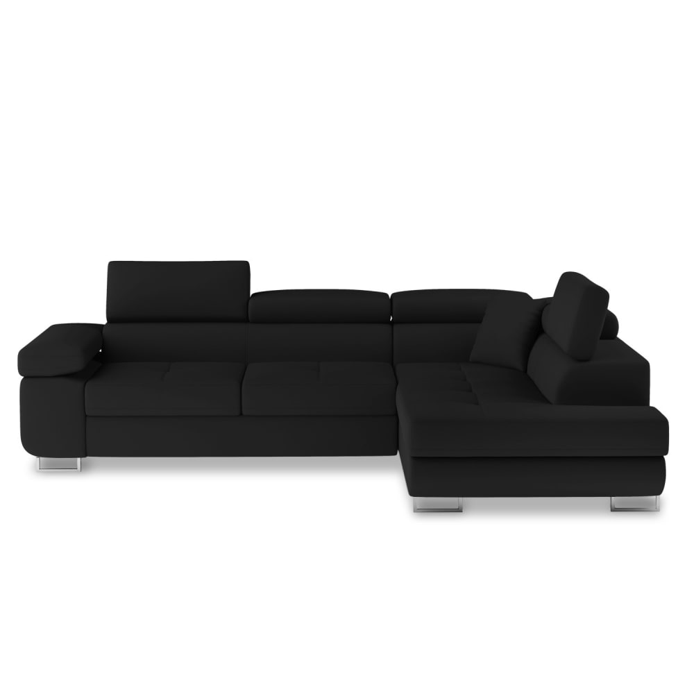 Canapé d'angle droit convertible 6 places noir