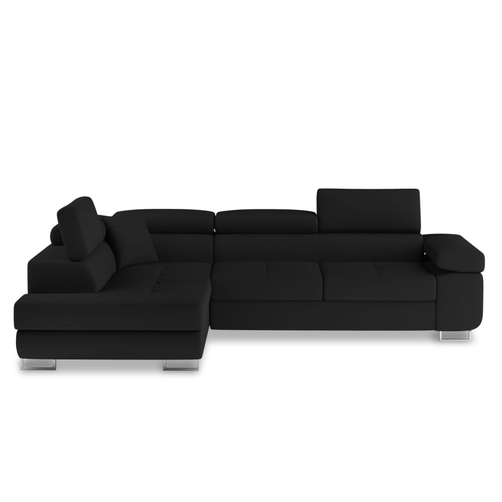 Canapé d'angle gauche convertible 6 places noir