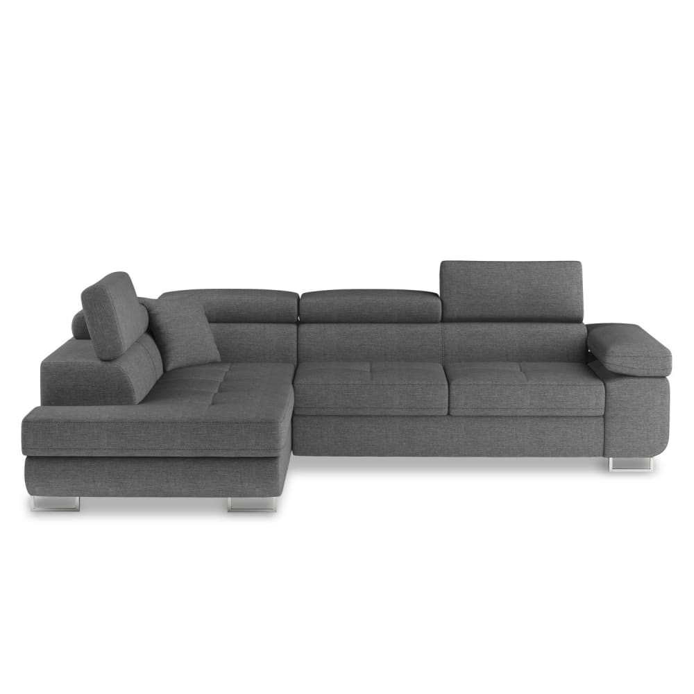 Canapé d'angle gauche convertible 6 places en tissu gris