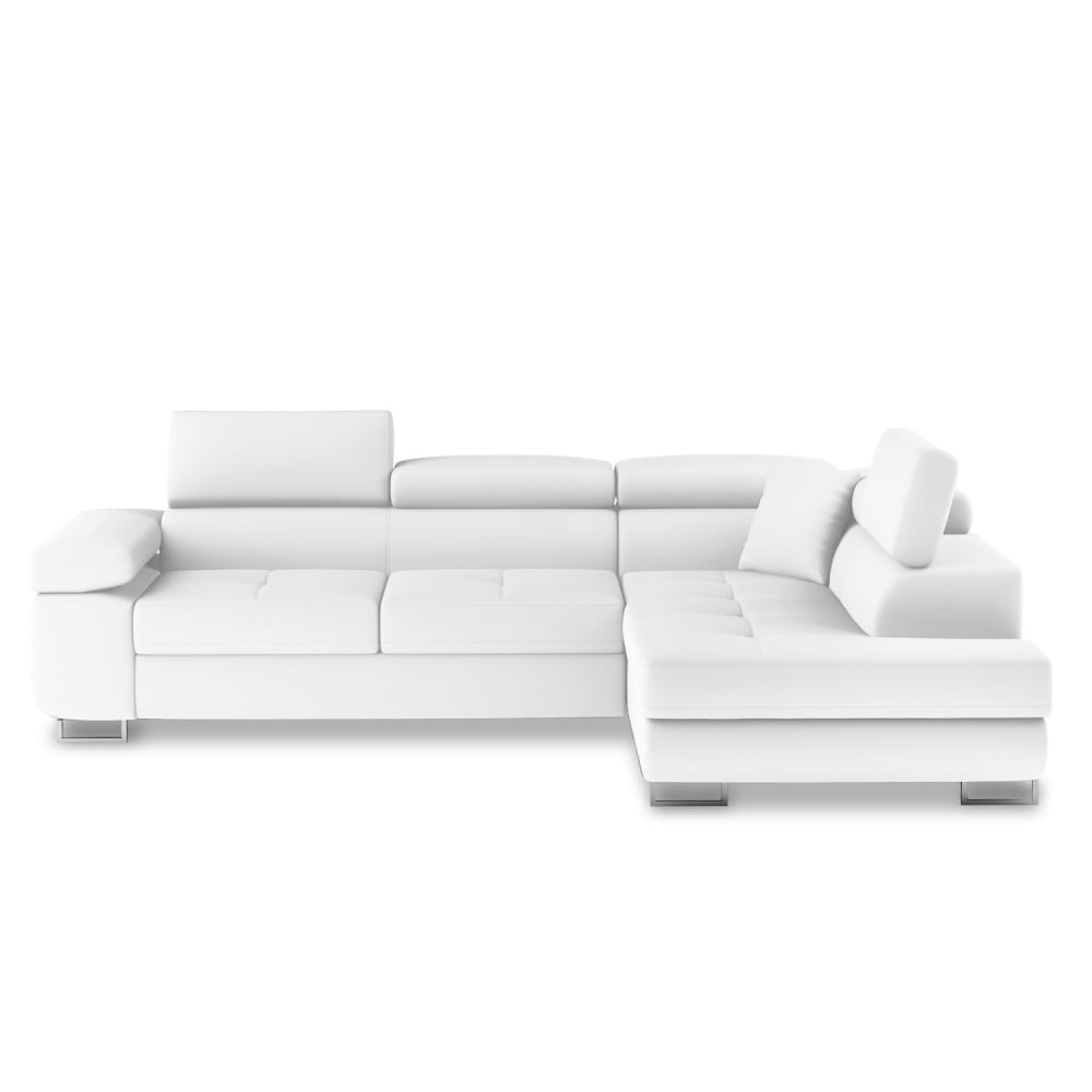 Canapé d'angle droit convertible 6 places blanc
