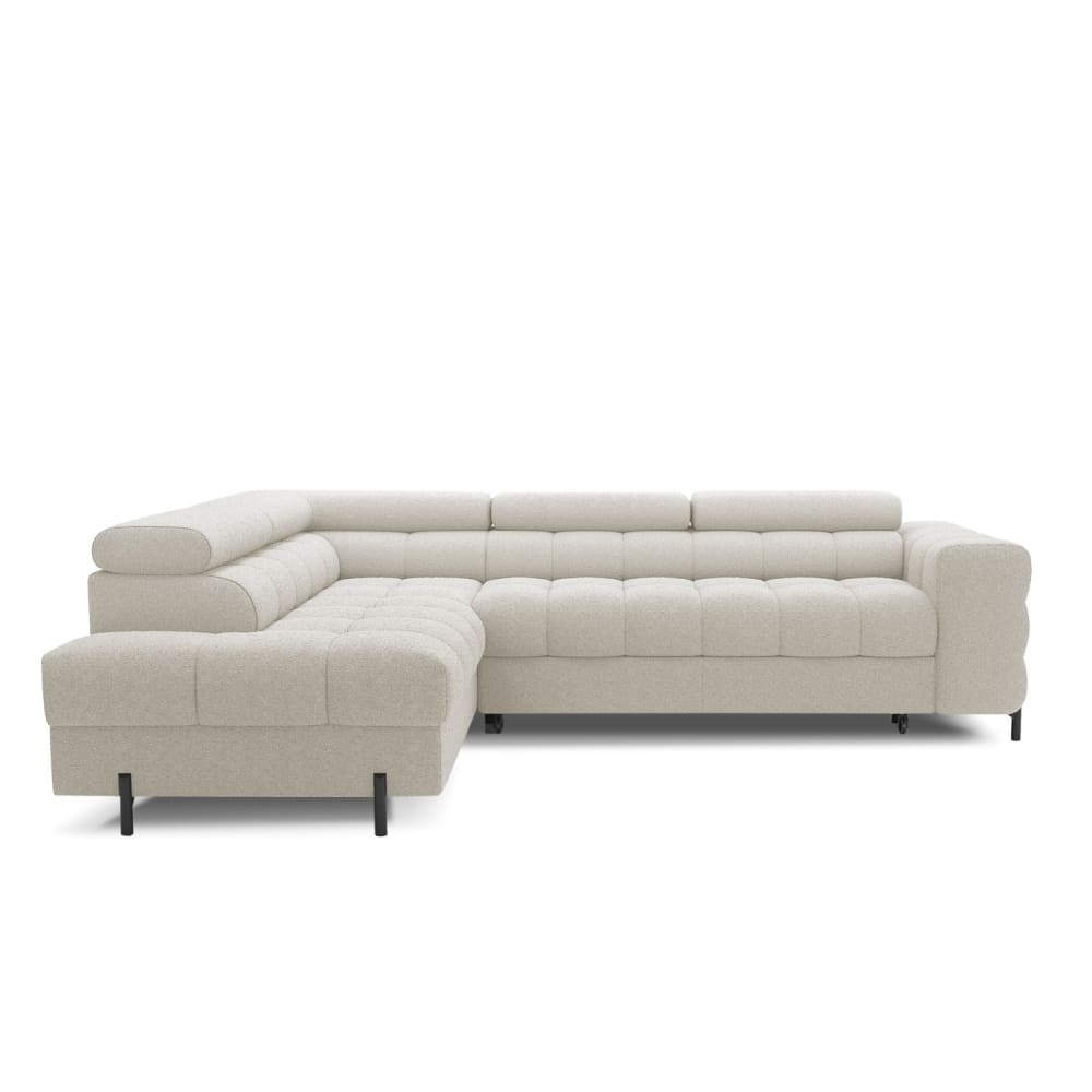 Canapé d'angle gauche convertible 5 places en bouclette beige