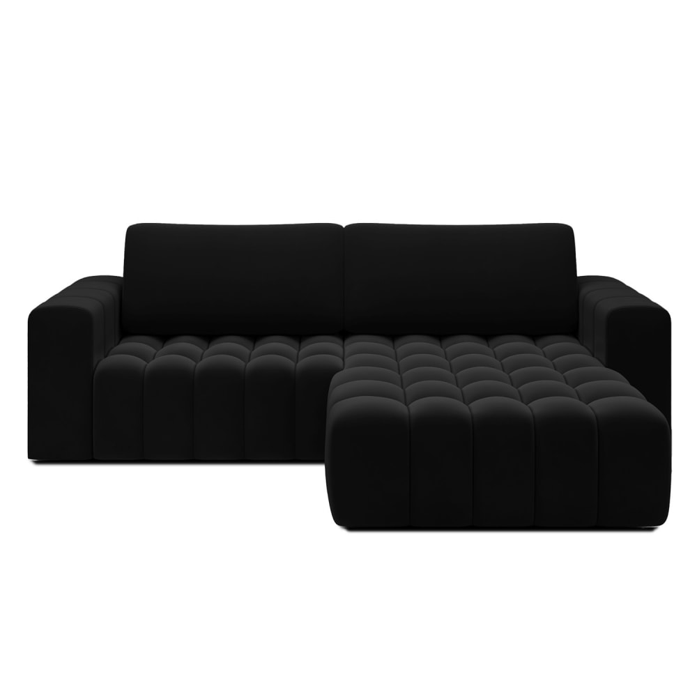 Canapé d'angle droit convertible 4 places en velours noir