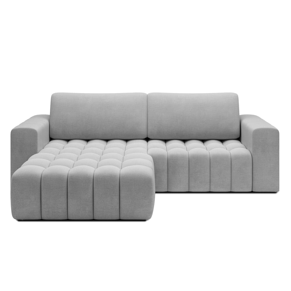 Canapé d'angle gauche convertible 4 places en velours gris