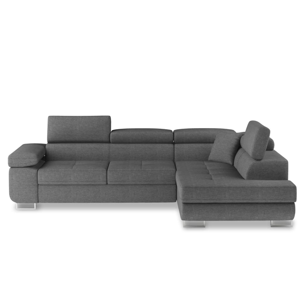 Canapé d'angle droit convertible 6 places en tissu gris