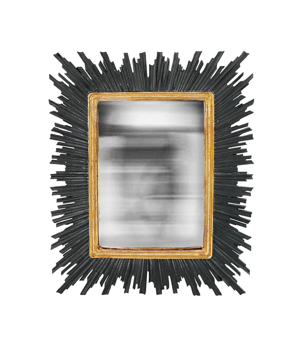 Miroir convexe rectangle noir et doré 23,4x28,2cm