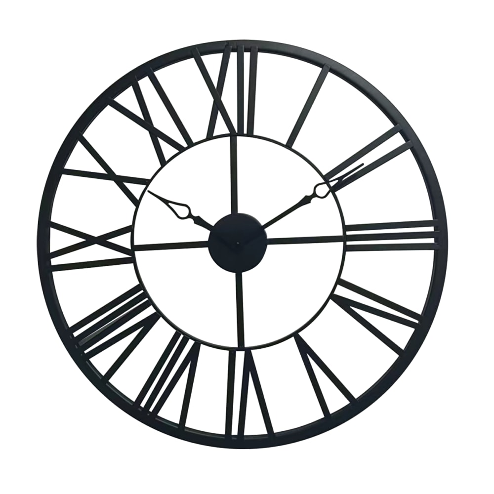 Horloge métal ajourée 65cm noir