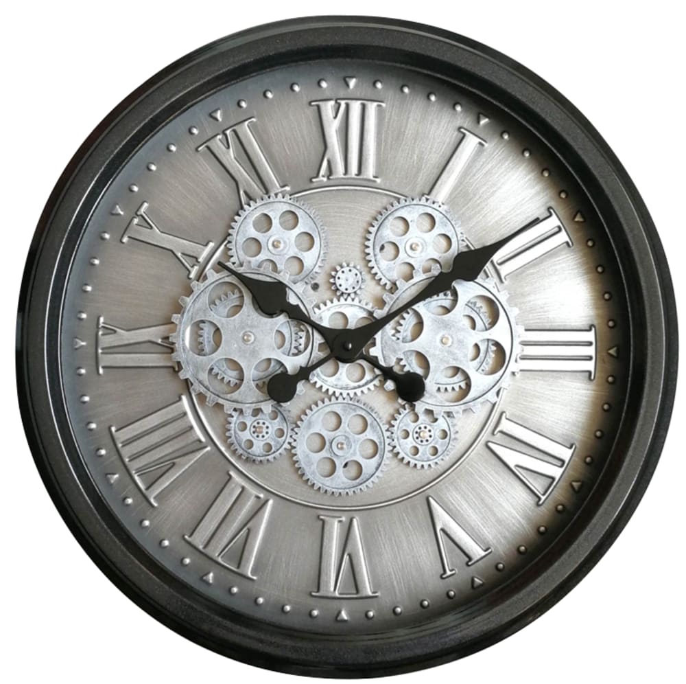 Horloge mécanismes 52.5cm argente