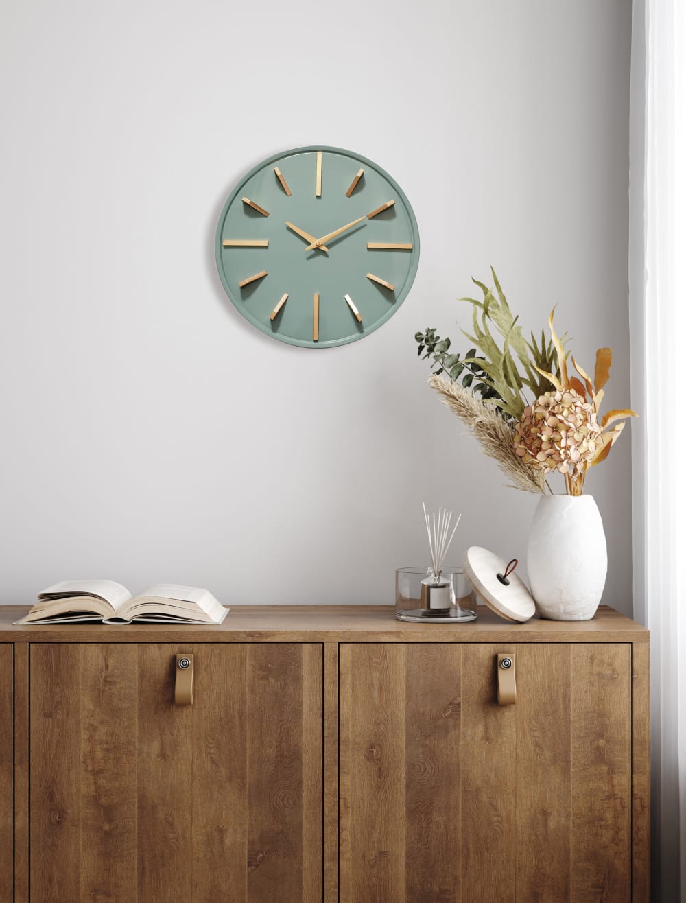 Horloge métal sauge et doré 38cm - Maisons du Monde
