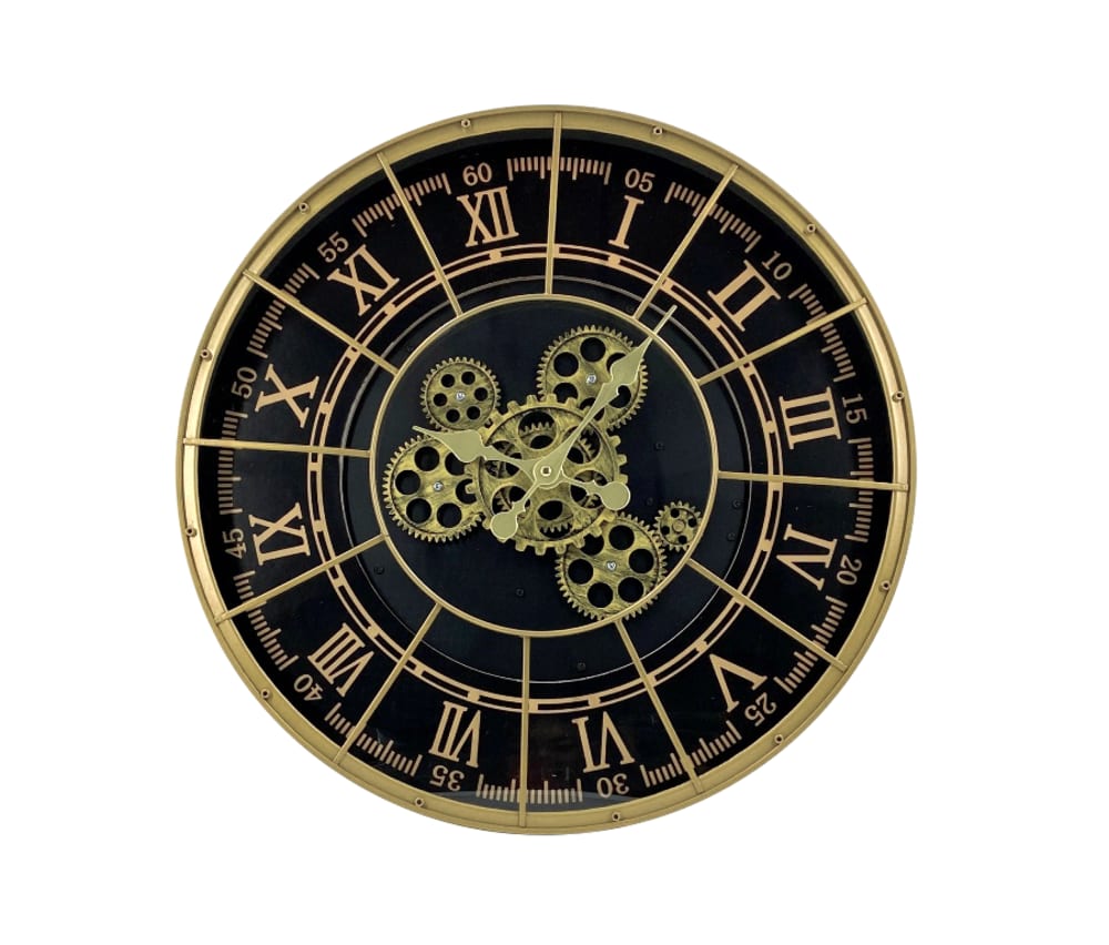 horloge métal noir doré