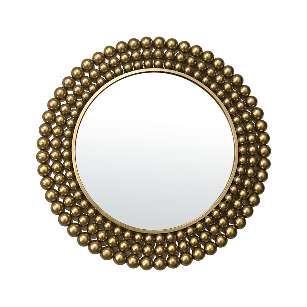 Miroir rond métal doré boules 70cm