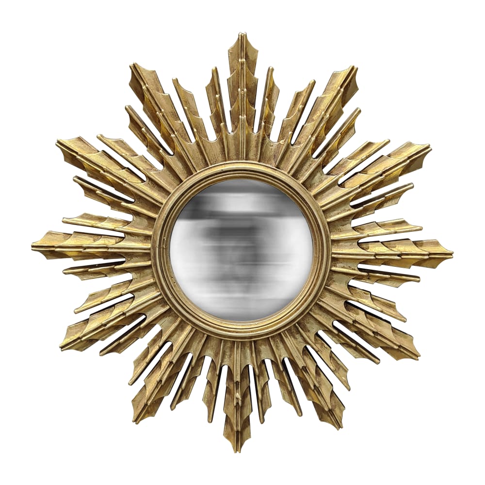 Miroir soleil convexe doré 31.3cm