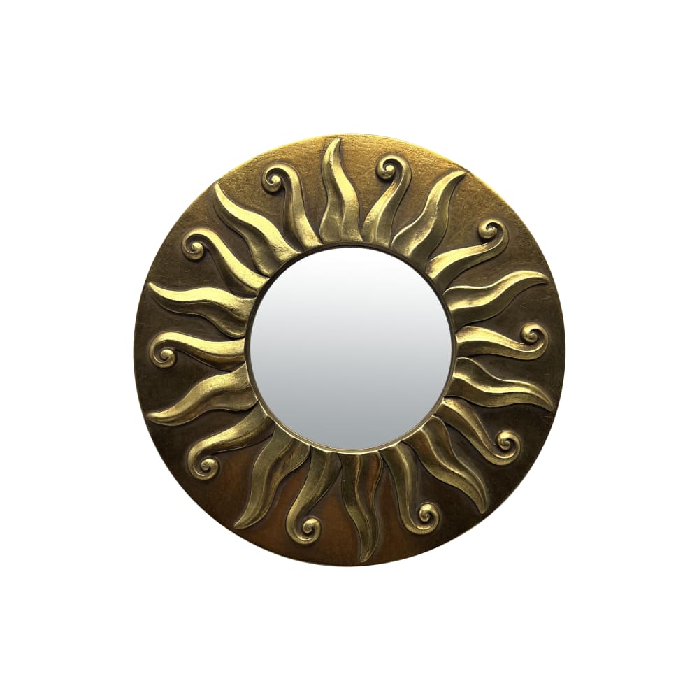 Miroir soleil doré diam 17,5cm