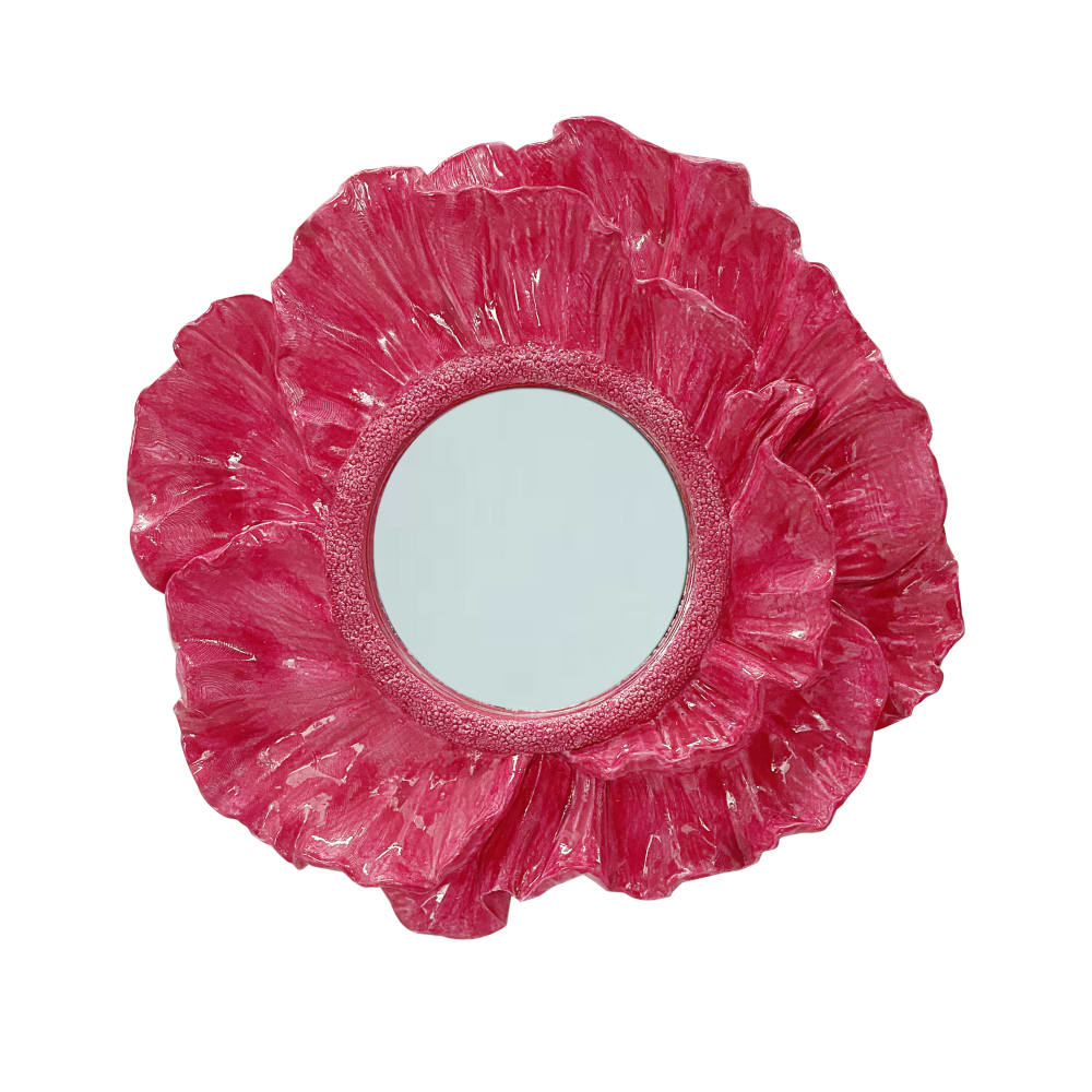 Miroir fleur rose fuchsia 17cm