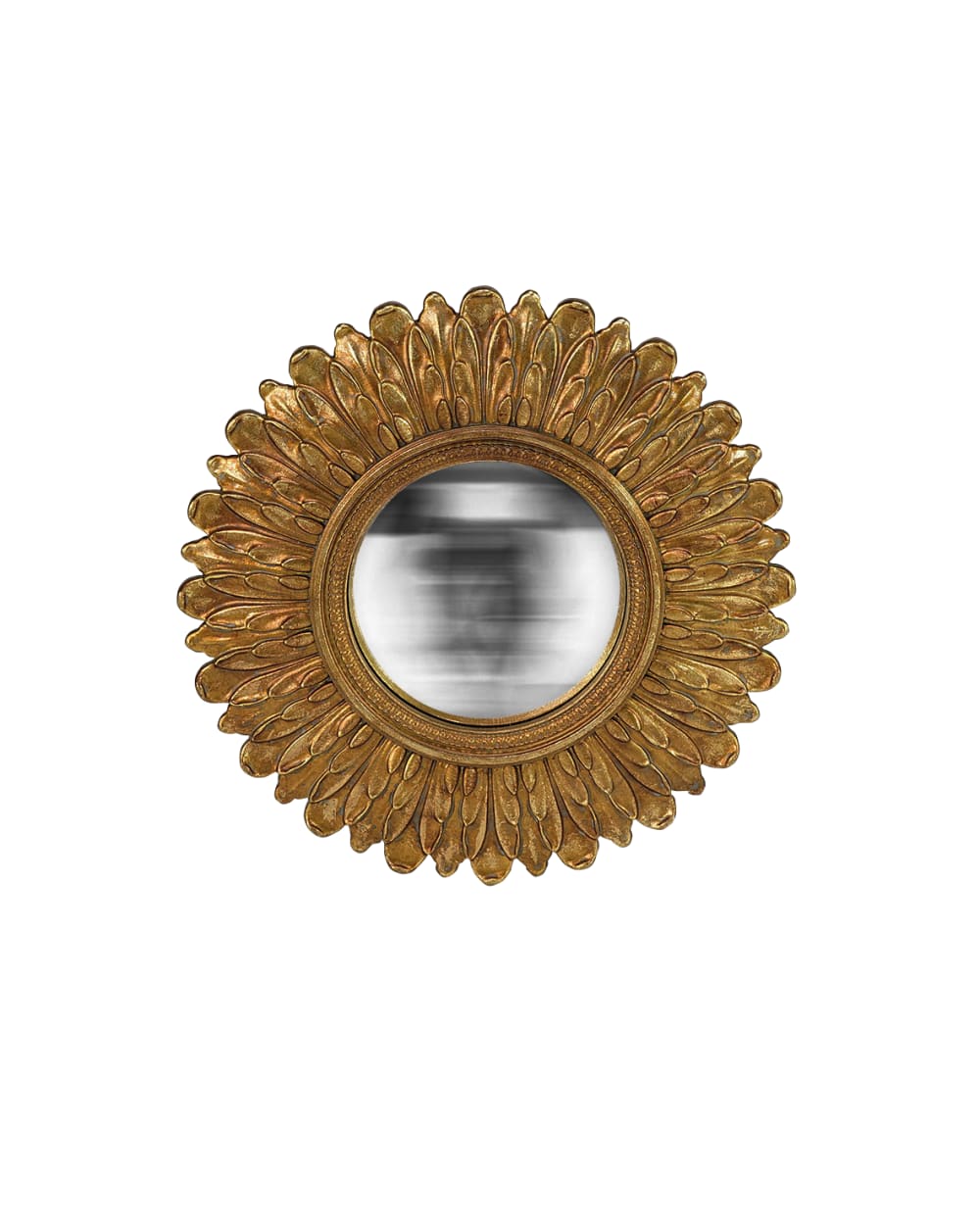 Miroir convexe plumes doré 35cm