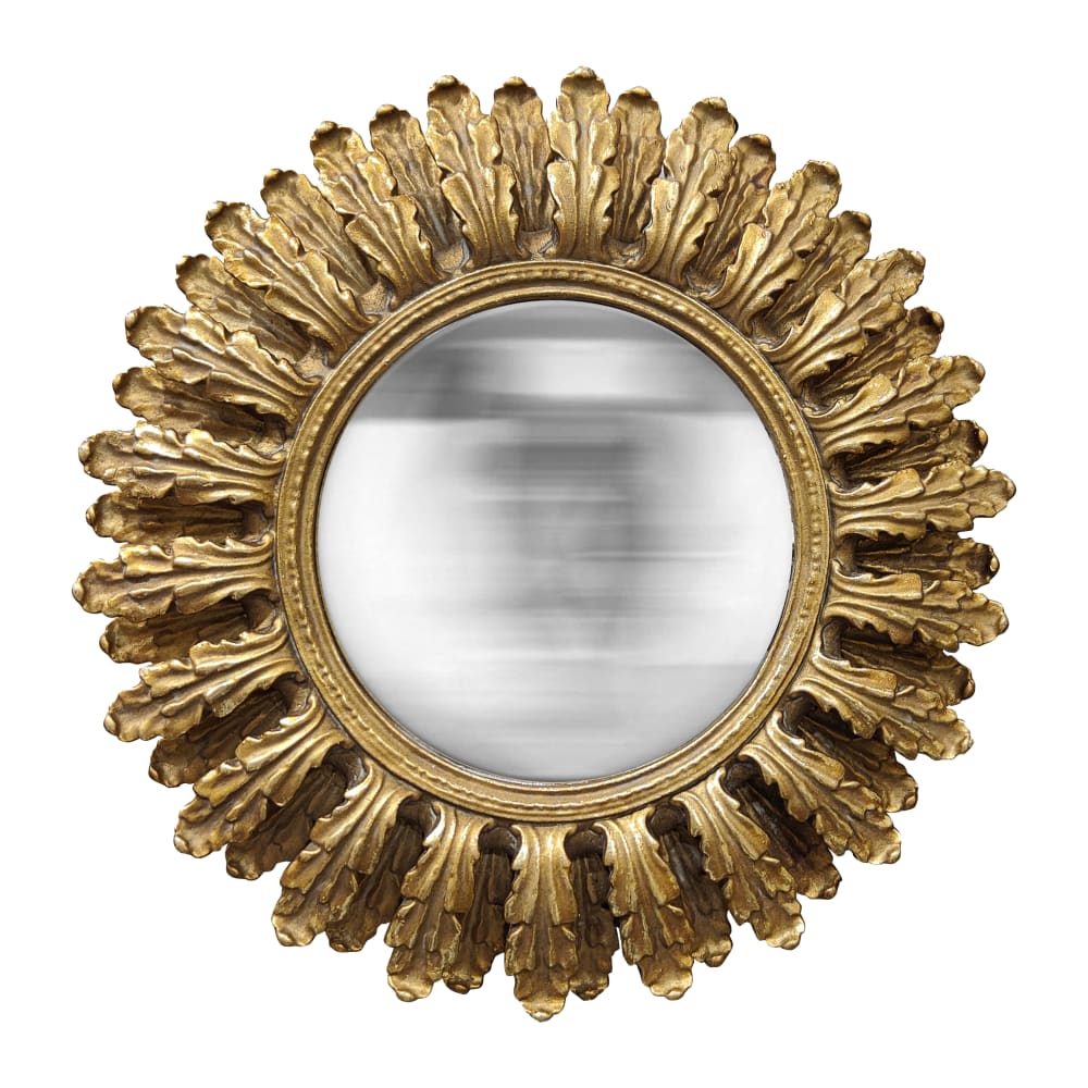 Miroir convexe pétales doré 19.5cm
