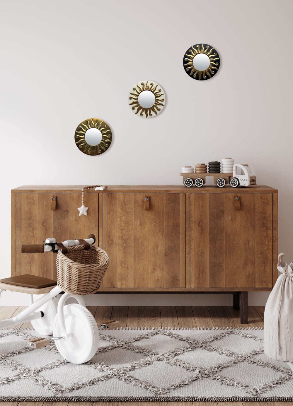 Miroir soleil noir doré diam 17,5cm - Maisons du Monde