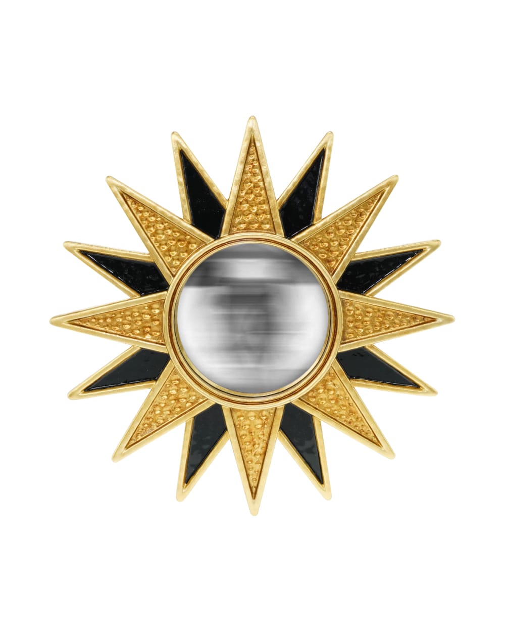 Miroir soleil convexe noir et doré 28cm