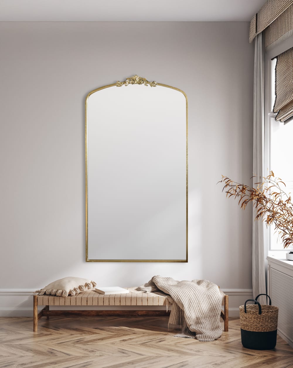 Miroir fronton métal doré 90x160cm - Maisons du Monde