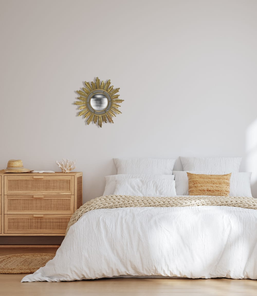 Miroir soleil convexe facettes doré 28.5cm - Maisons du Monde