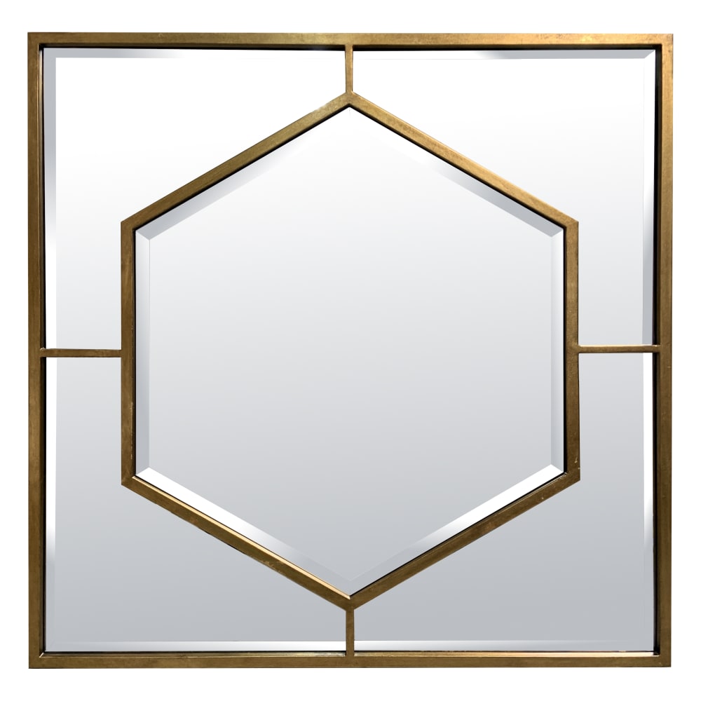 Miroir hexagone métal doré 80x80cm
