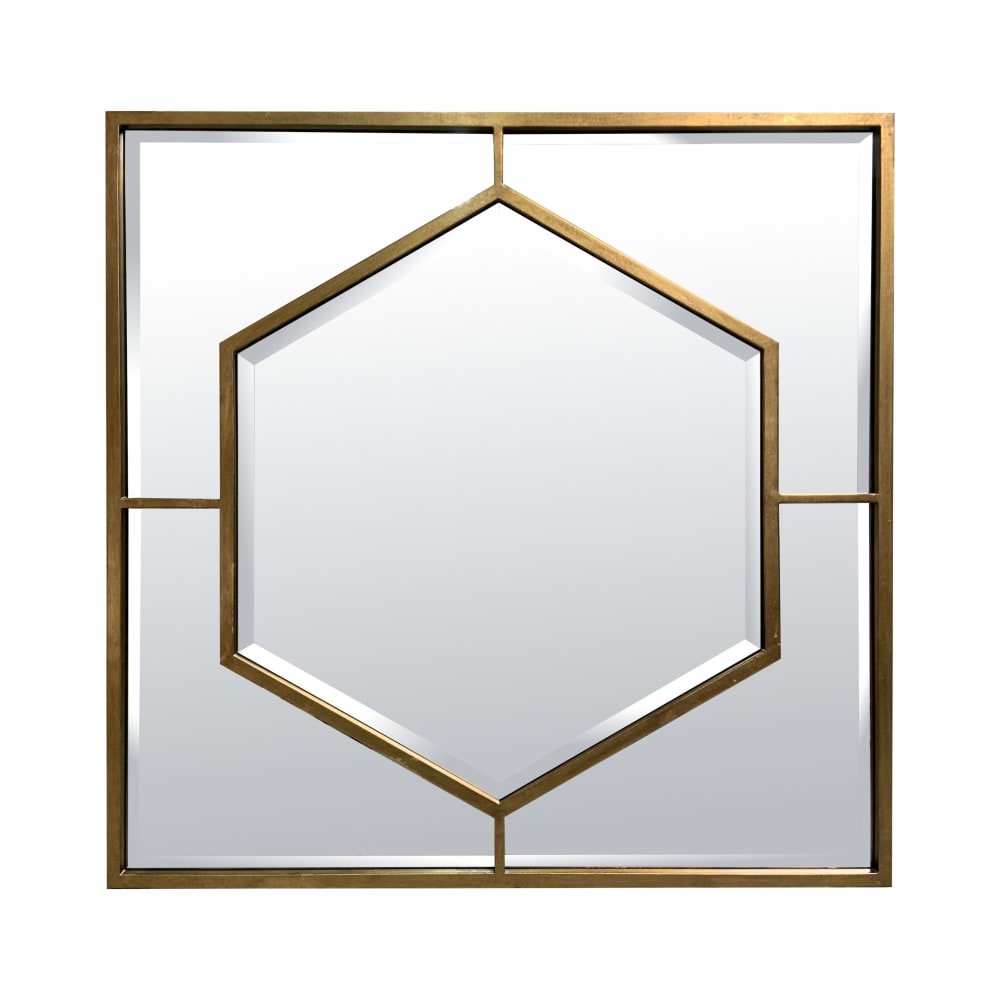 Miroir hexagone métal 80x80cm dore