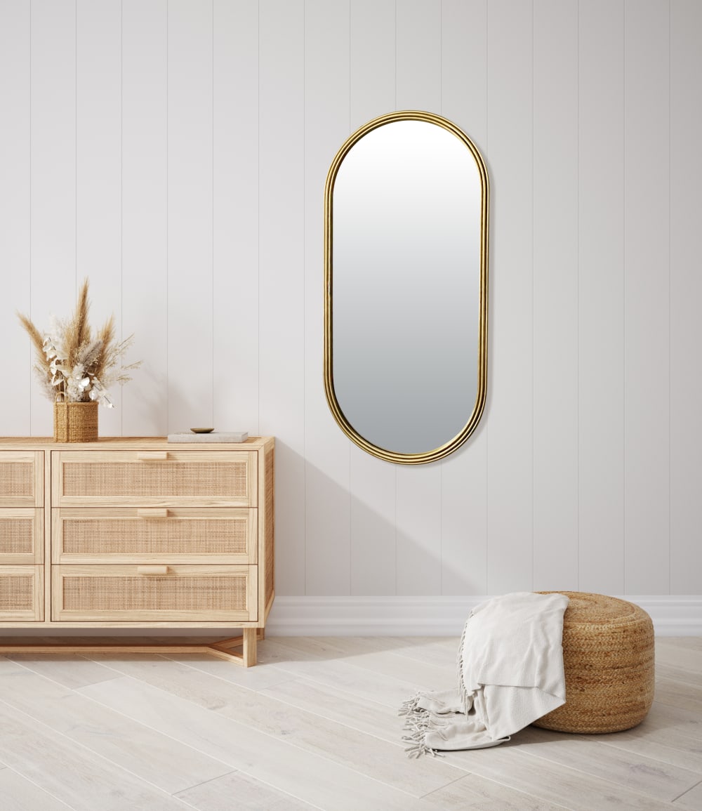 Miroir métal doré oblong épais 60x130cm - Maisons du Monde