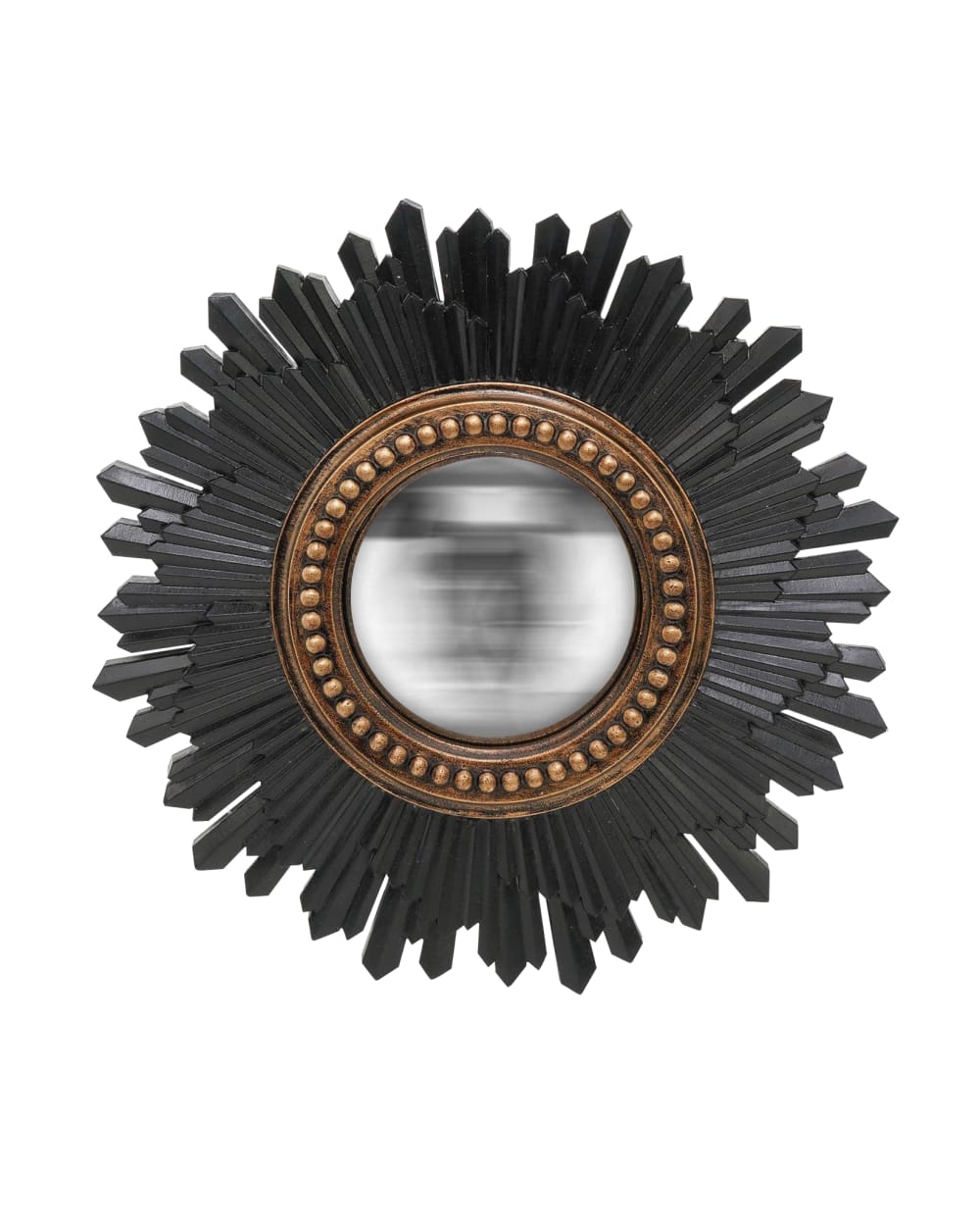 Miroir soleil convexe noir et doré 26.3cm