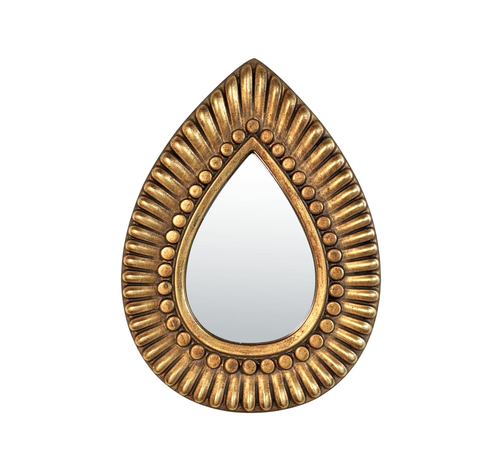 Miroir goutte doré motifs 19,7x27cm