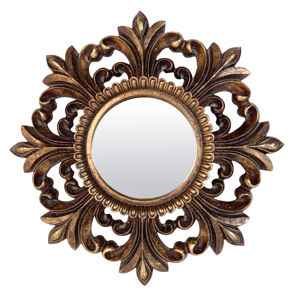 Miroir ancien patiné 30cm dore