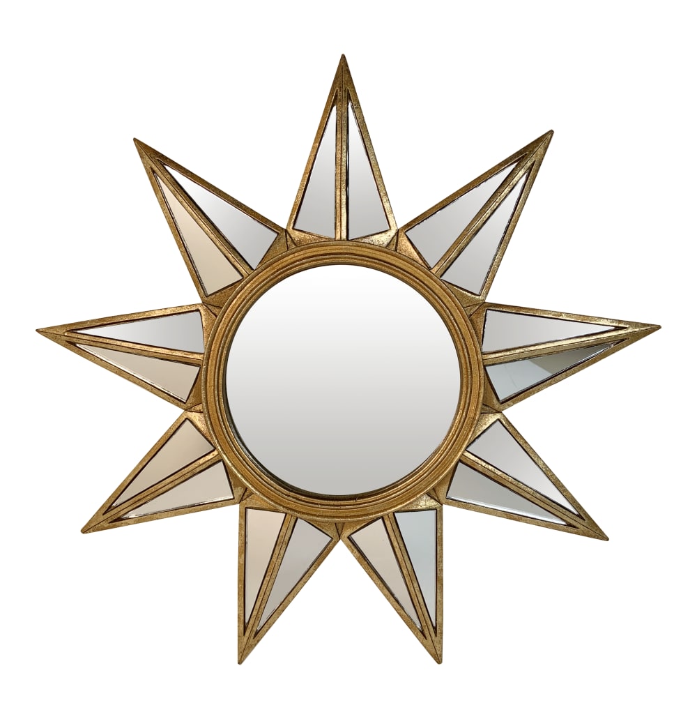 Miroir étoile facettes doré 34cm