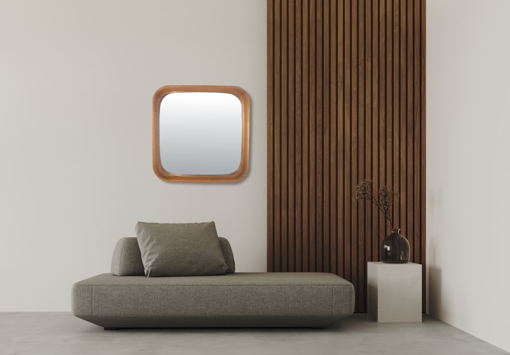 Miroir arrondi bois brun 61x61cm - Maisons du Monde