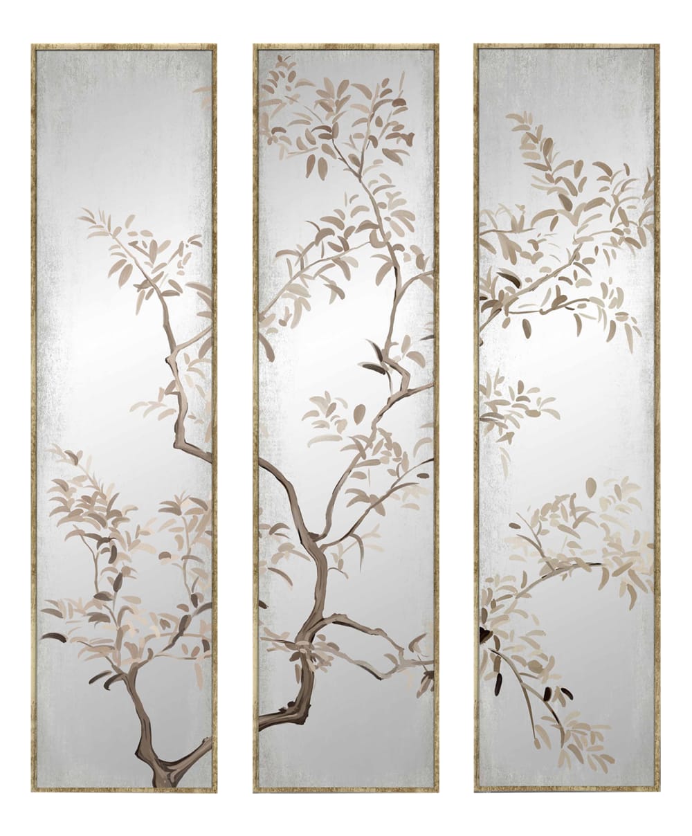 Miroir triptyque imprimé arbre 30x120cm