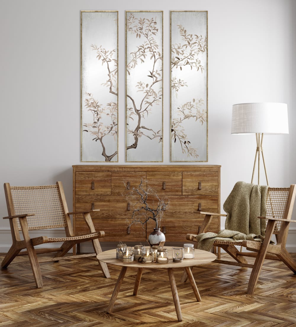 Miroir triptyque imprimé arbre 30x120cm - Maisons du Monde