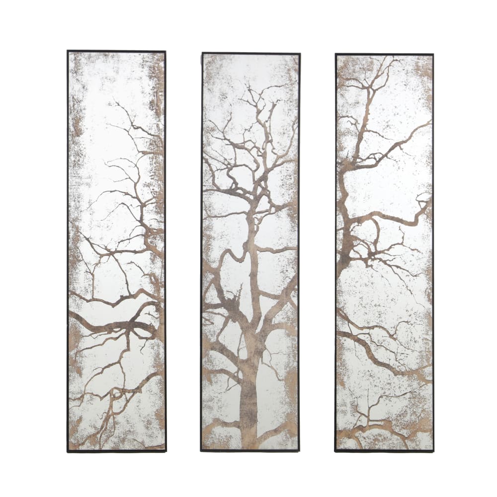 Miroir triptyque imprimé arbre 30x120cm