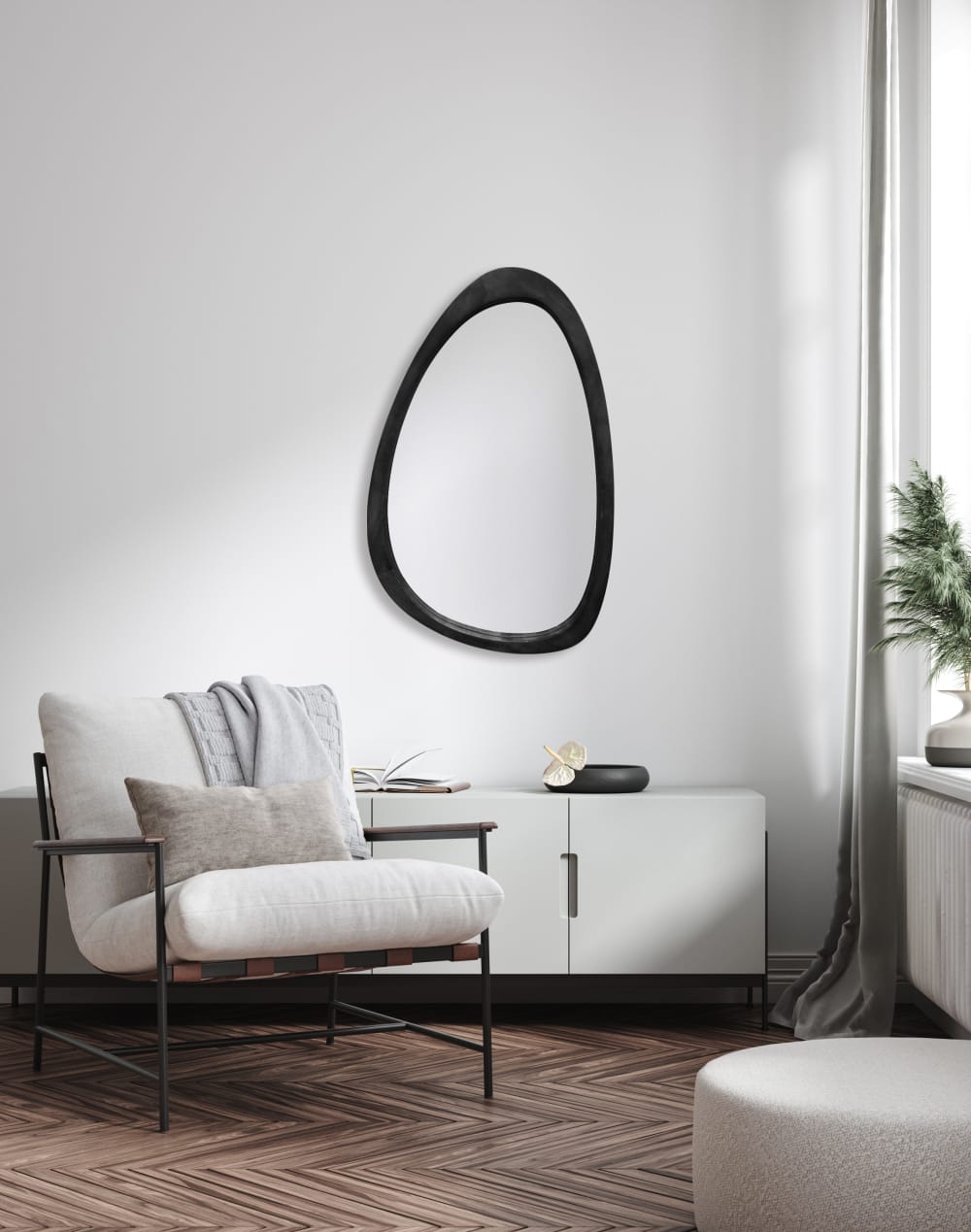 Miroir organique bois noir 40x60cm - Maisons du Monde