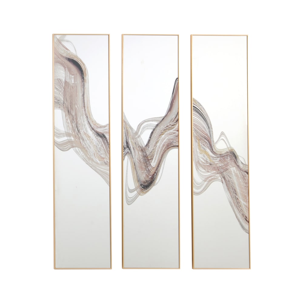 Miroir triptyque imprimé design 30x120cm dore Miroir triptyque imprimé design 30x120cm dore