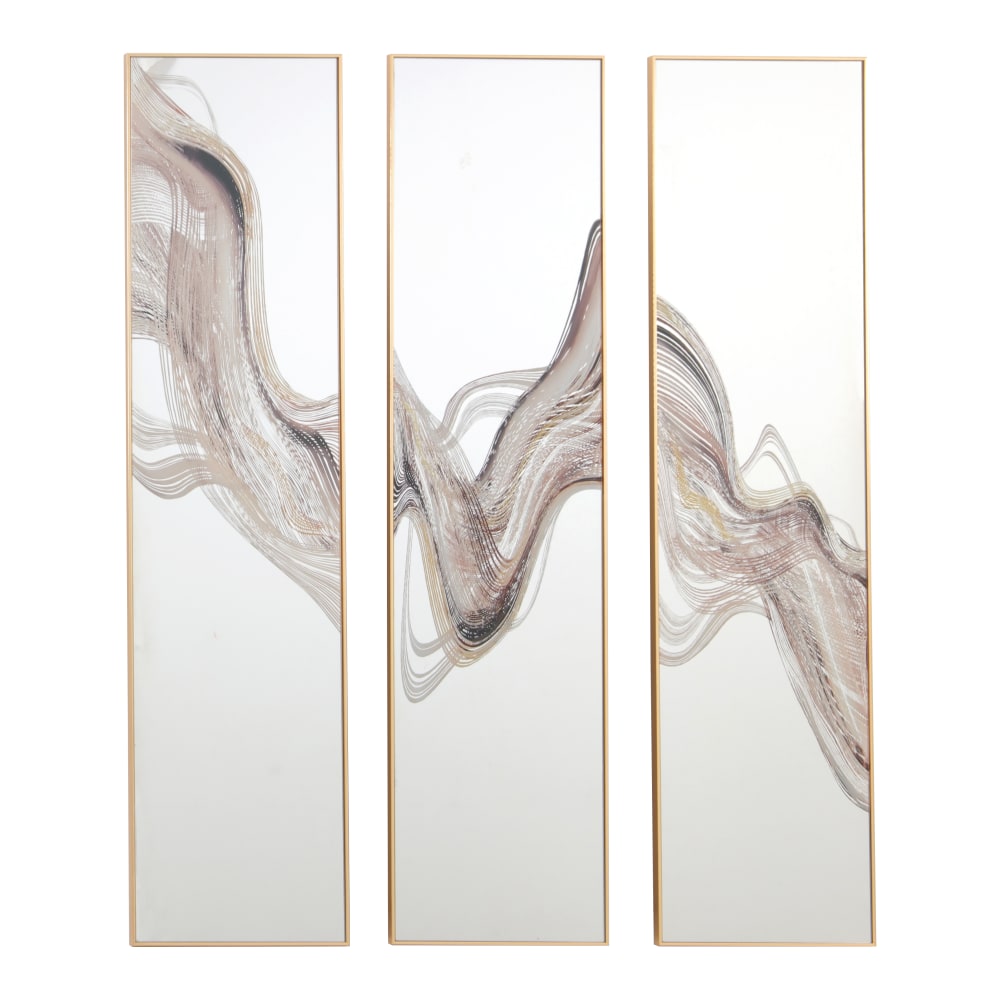 Miroir triptyque imprimé design 30x120cm