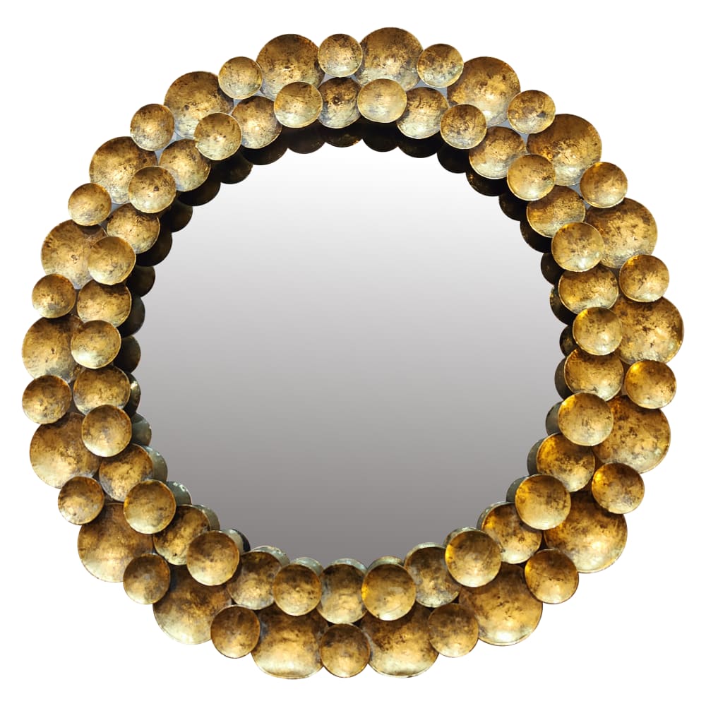 Miroir rond design métal doré 80cm