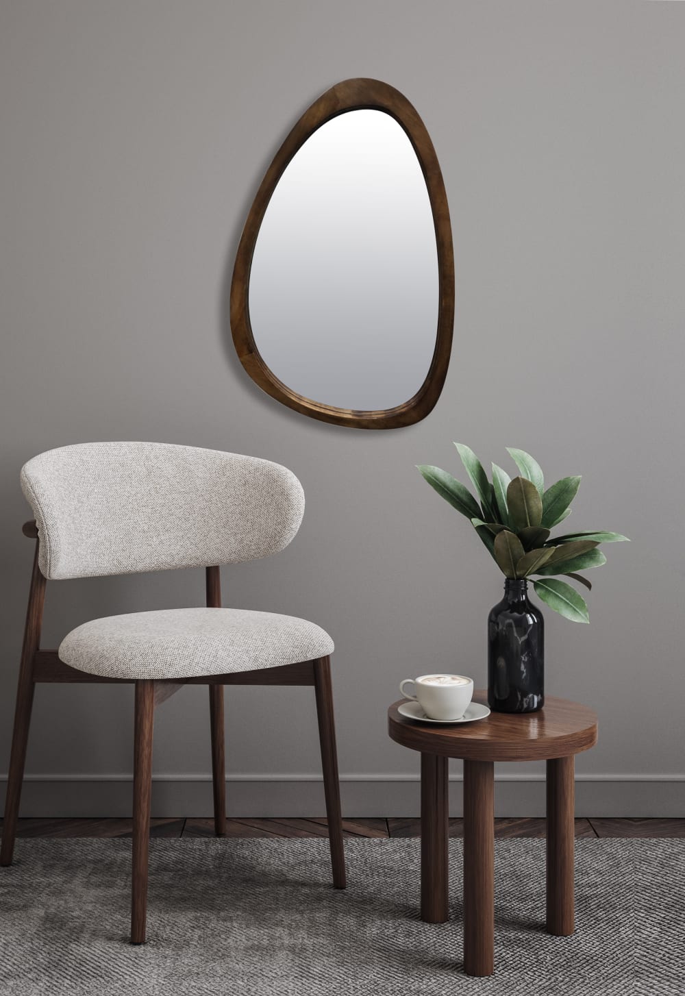 Miroir organique bois brun 40x60cm - Maisons du Monde